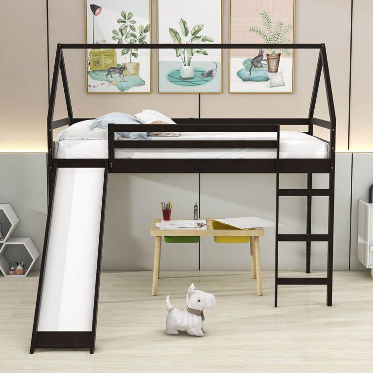 Harper Orchard Kyllian Wood Loft Bed with Slide Wayfair